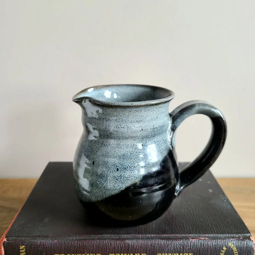 Hand made ceramic blue and black pitcher/creamer. - Picture 2 of 9